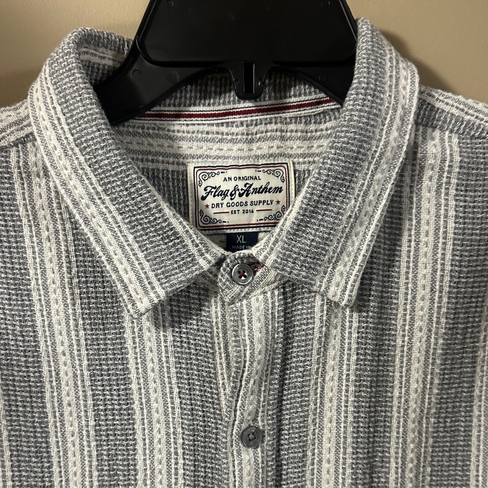 Flag & Anthem Gray Striped Men's Casual Shirt